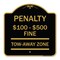 Signmission Penalty $100 $500 Fine Tow Away Zone Virginia Handicap Supplementary, Black & Gold, BG-1818-23336 A-DES-BG-1818-23336 - alternate 1